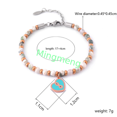 Brazalete de corazón de melocotón de piedra natural, diseño minimalista de mujer, brazalete de mujer