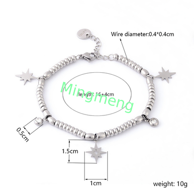 Brazalete femenino de estrellas de acero inoxidable con un nicho y un temperamento de moda