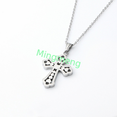 Retro Peach Heart Cross Pendant、 Cross Accessories Nuevo collar de acero inoxidable Collar de acero titanio de moda para mujeres