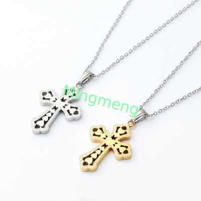 Retro Peach Heart Cross Pendant、 Cross Accessories Nuevo collar de acero inoxidable Collar de acero titanio de moda para mujeres