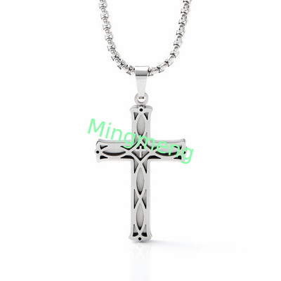 Nueva joyería de acero inoxidable con patrones de moda y personalizados, collar hueco, simple colgante de cruz masculino