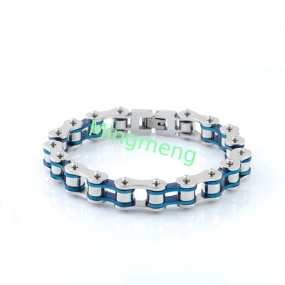 Brazaletes de acero inoxidable para hombres de tipo cadena de bicicleta