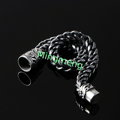 Brazalete masculino de acero inoxidable con diseño de hebilla magnética de superficie fundida con patrón retro, accesorio de moda