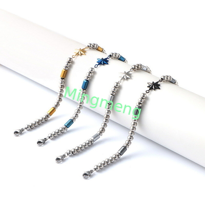 (Customizado) Brazalete masculino de acero inoxidable, estrella octogonal estilo persa de moda brazalete masculino de piedra negra
