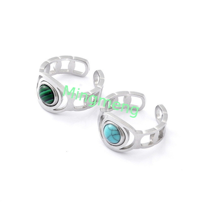 Anillo de moda femenina nicho de diseño sentido titanio acero pavo real piedra anillo femenino luz lujo temperamento versátil anillo abierto dedo índice