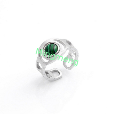 Anillo de moda femenina nicho de diseño sentido titanio acero pavo real piedra anillo femenino luz lujo temperamento versátil anillo abierto dedo índice