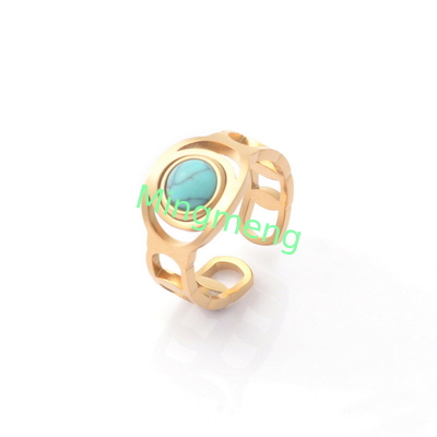 Anillo de moda femenina nicho de diseño sentido titanio acero pavo real piedra anillo femenino luz lujo temperamento versátil anillo abierto dedo índice
