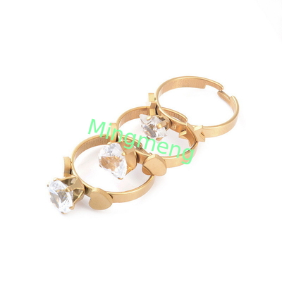 Modas personalizadas Amor femenino Simétrico Zircón Anillo de extremo abierto de acero inoxidable femenino