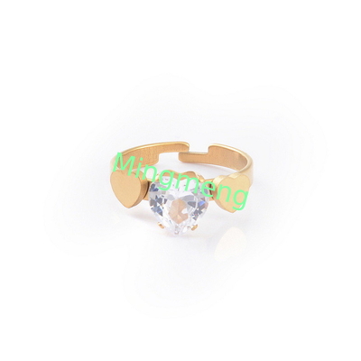 Modas personalizadas Amor femenino Simétrico Zircón Anillo de extremo abierto de acero inoxidable femenino