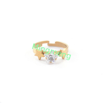 Modas personalizadas Amor femenino Simétrico Zircón Anillo de extremo abierto de acero inoxidable femenino
