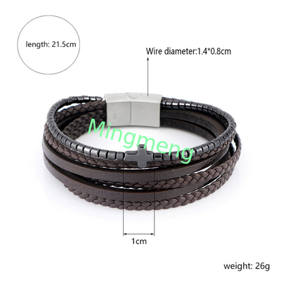 Nuevo brazalete de cuero de acero inoxidable para hombres, brazalete versátil personalizado de moda europeo y estadounidense