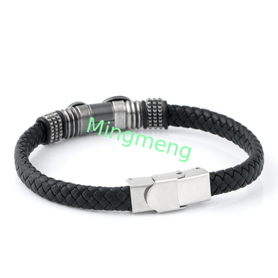 Brazalete de hebilla magnética de hombre de cuero de punto, diseño de ancla de barco de moda, brazalete masculino versátil
