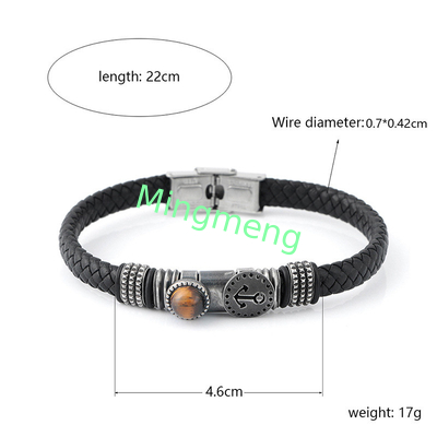 Brazalete de hebilla magnética de hombre de cuero de punto, diseño de ancla de barco de moda, brazalete masculino versátil