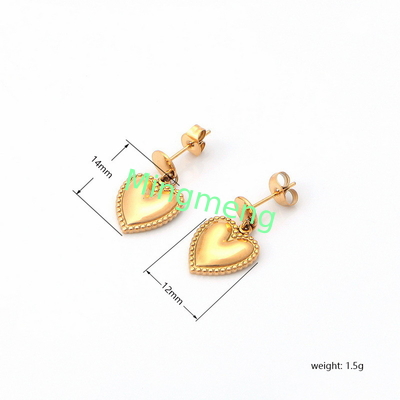 Los pendientes de oro femeninos en forma de corazón de acero inoxidable con pendientes de diseño de corazón de durazno personalizados