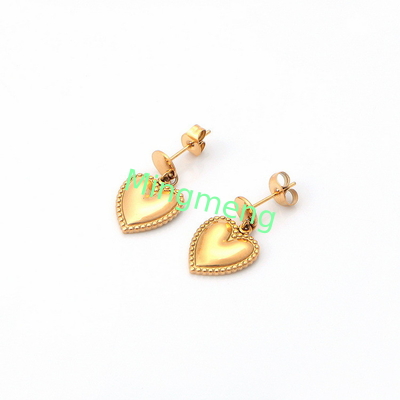 Los pendientes de oro femeninos en forma de corazón de acero inoxidable con pendientes de diseño de corazón de durazno personalizados