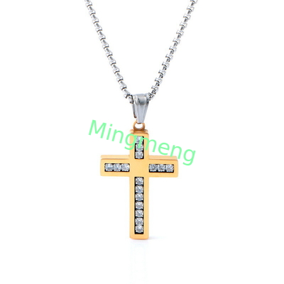 Pendiente de cruz de diamante de alta calidad sin decoloración, collar de lujo de lujo para hombres.