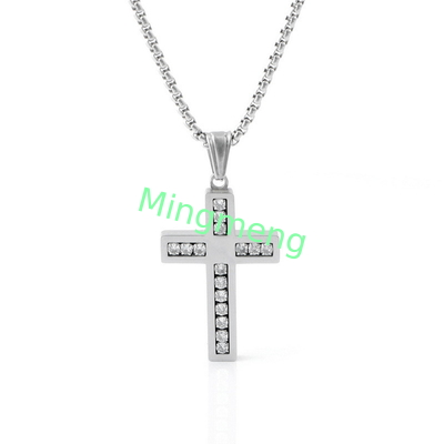 Pendiente de cruz de diamante de alta calidad sin decoloración, collar de lujo de lujo para hombres.