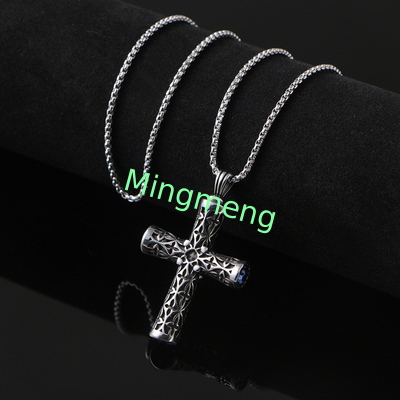 Explosivo retro de acero inoxidable fundido cruz de zircón punk nuevo colgante de moda