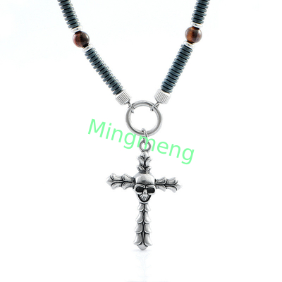 Colgante de la cruz de la calavera de acero inoxidable, europeo y americano transfronterizo de moda novio collar colgante etiqueta