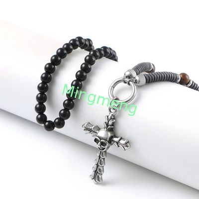 Colgante de la cruz de la calavera de acero inoxidable, europeo y americano transfronterizo de moda novio collar colgante etiqueta