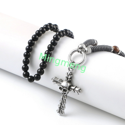 Colgante de la cruz de la calavera de acero inoxidable, europeo y americano transfronterizo de moda novio collar colgante etiqueta