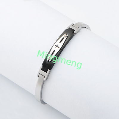 Diseño de brazalete de hebilla de acero inoxidable de moda, brazalete de hombre de acero titanio simple de venta caliente