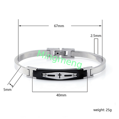 Diseño de brazalete de hebilla de acero inoxidable de moda, brazalete de hombre de acero titanio simple de venta caliente