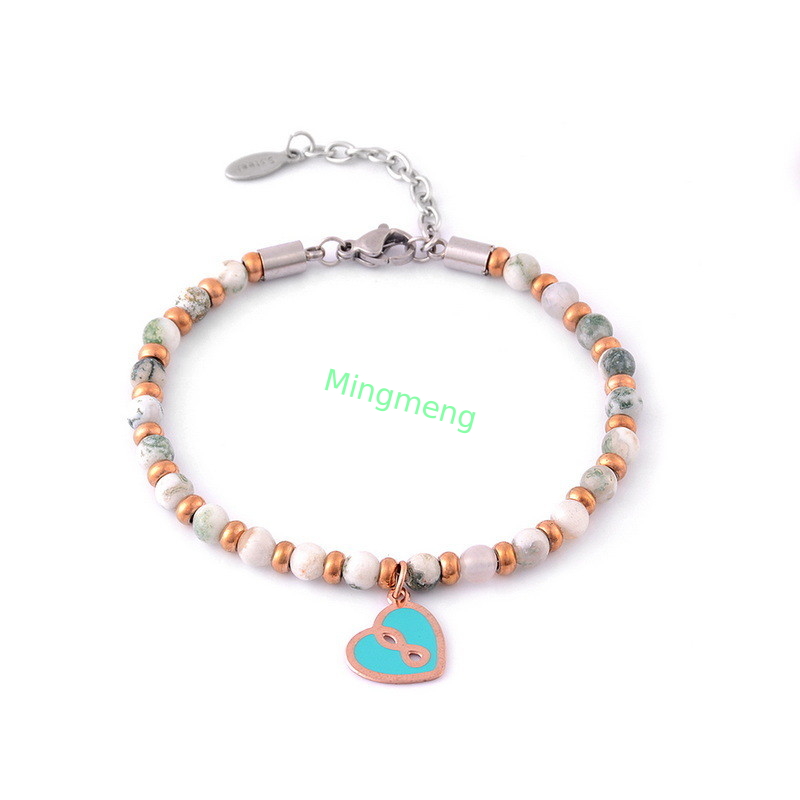 Brazalete de corazón de melocotón de piedra natural, diseño minimalista de mujer, brazalete de mujer