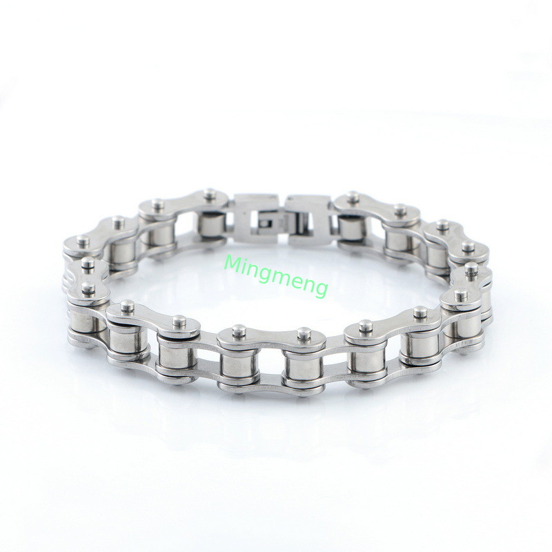 Brazaletes de acero inoxidable para hombres de tipo cadena de bicicleta
