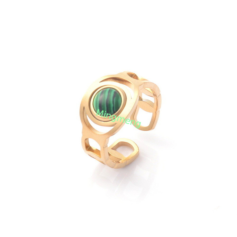Anillo de moda femenina nicho de diseño sentido titanio acero pavo real piedra anillo femenino luz lujo temperamento versátil anillo abierto dedo índice