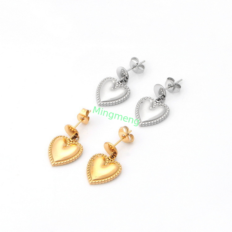 Los pendientes de oro femeninos en forma de corazón de acero inoxidable con pendientes de diseño de corazón de durazno personalizados