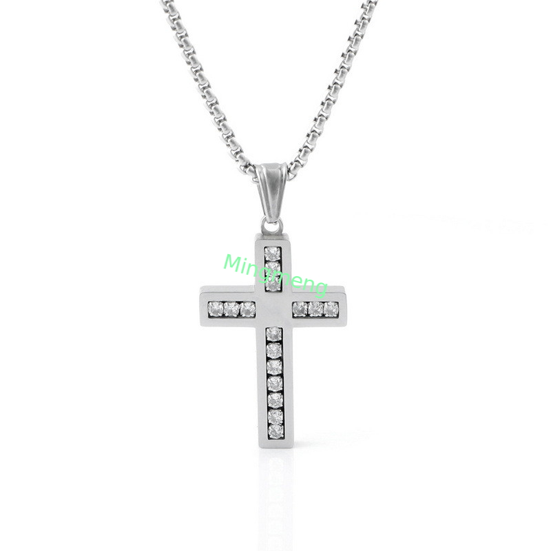 Pendiente de cruz de diamante de alta calidad sin decoloración, collar de lujo de lujo para hombres.