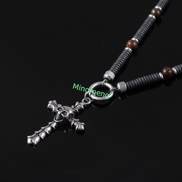 Colgante de la cruz de la calavera de acero inoxidable, europeo y americano transfronterizo de moda novio collar colgante etiqueta