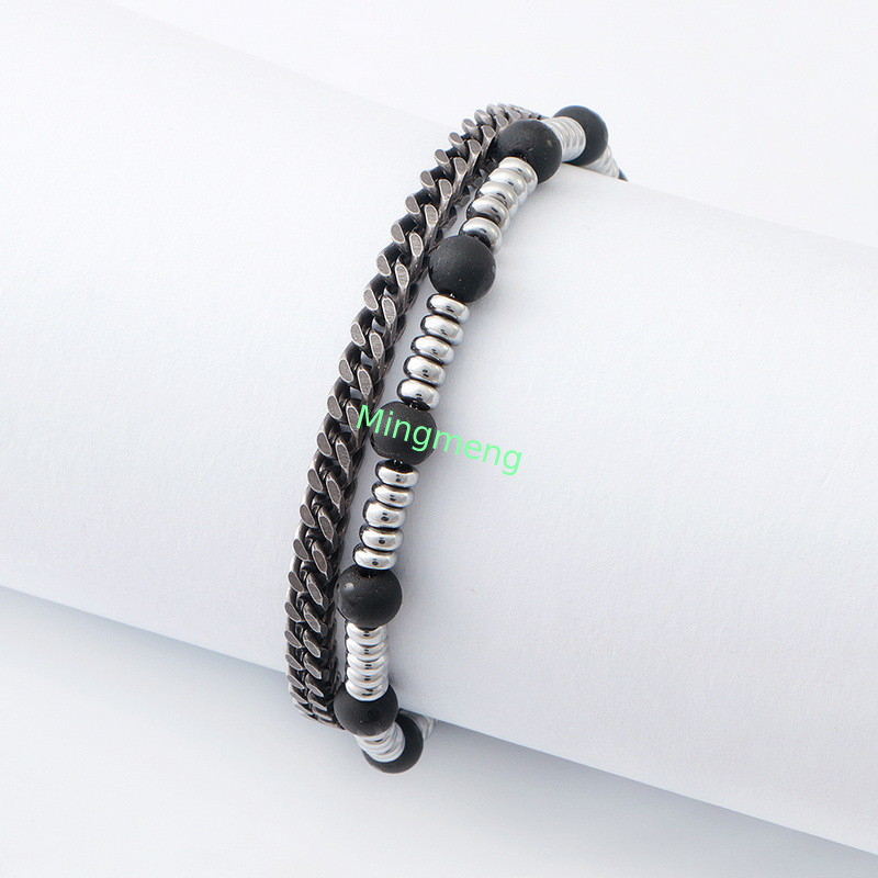 Brazalete de cadena de abrazadera ajustable Accesorio masculino versátil con adornos únicos de piedra biliar y diseño minimalista moderno