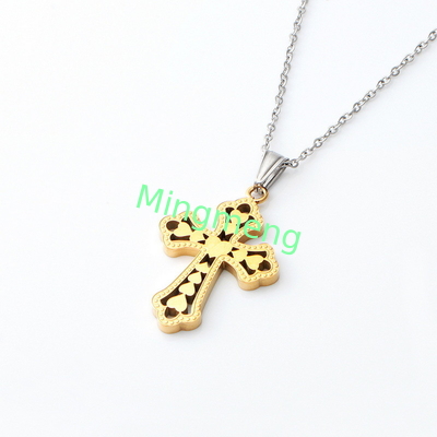 Retro Peach Heart Cross Pendant、 Cross Accessories Nuevo collar de acero inoxidable Collar de acero titanio de moda para mujeres