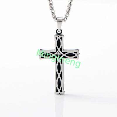 Nueva joyería de acero inoxidable con patrones de moda y personalizados, collar hueco, simple colgante de cruz masculino