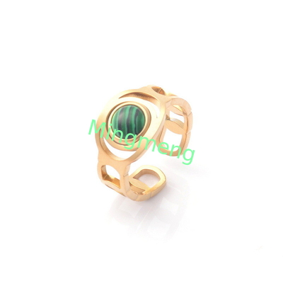 Anillo de moda femenina nicho de diseño sentido titanio acero pavo real piedra anillo femenino luz lujo temperamento versátil anillo abierto dedo índice