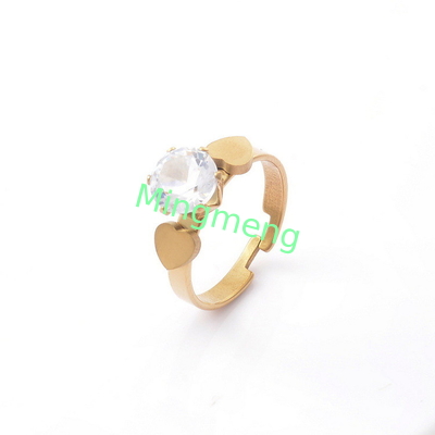 Modas personalizadas Amor femenino Simétrico Zircón Anillo de extremo abierto de acero inoxidable femenino