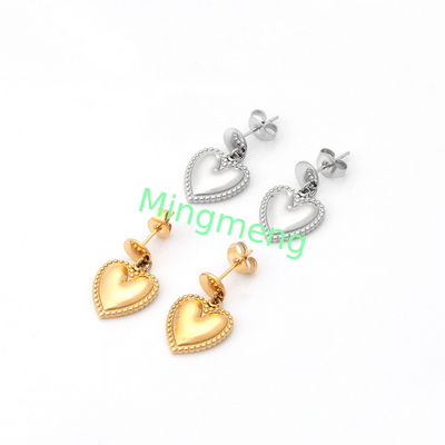 Los pendientes de oro femeninos en forma de corazón de acero inoxidable con pendientes de diseño de corazón de durazno personalizados