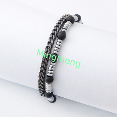 Brazalete de cadena de abrazadera ajustable Accesorio masculino versátil con adornos únicos de piedra biliar y diseño minimalista moderno
