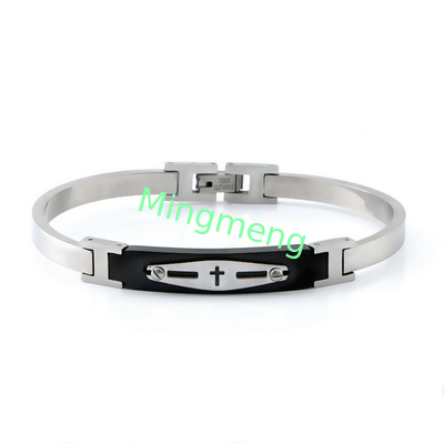 Diseño de brazalete de hebilla de acero inoxidable de moda, brazalete de hombre de acero titanio simple de venta caliente